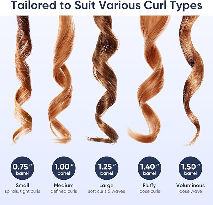 1.25 Inch Curling Iron, 5 Temperature Settings, Professional Spring Hair Iron for All Hair Types, Max 430℉ with Heat Resistant Mat (1 1/4 Inch Black)
