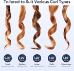 1 Inch Curling Iron, 5 Temperature Settings, Professional Spring Hair Iron for All Hair Types, Max 430℉ with Heat Resistant Mat (1 Inch Black)