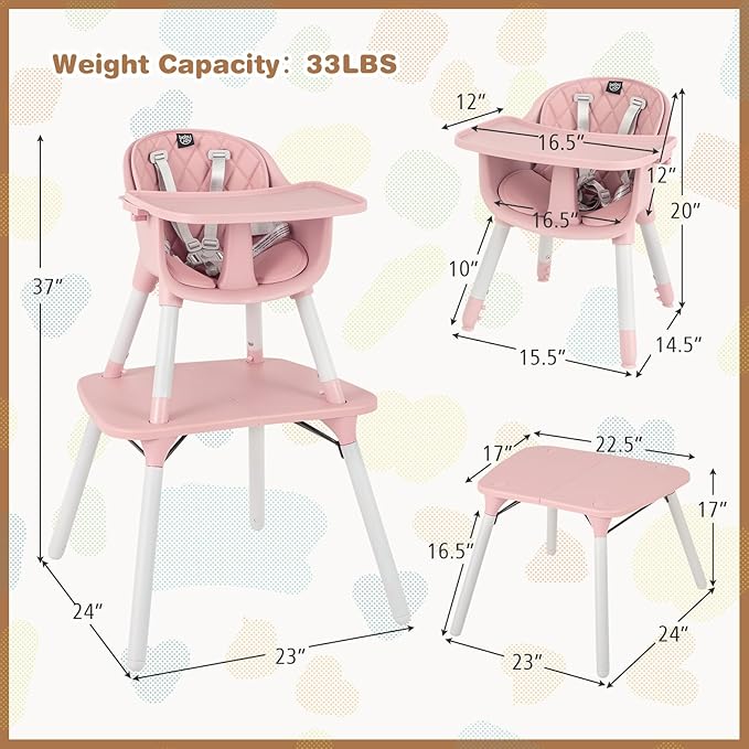 BABY JOY High Chair, 5 in 1 Convertible Highchair - Image 6