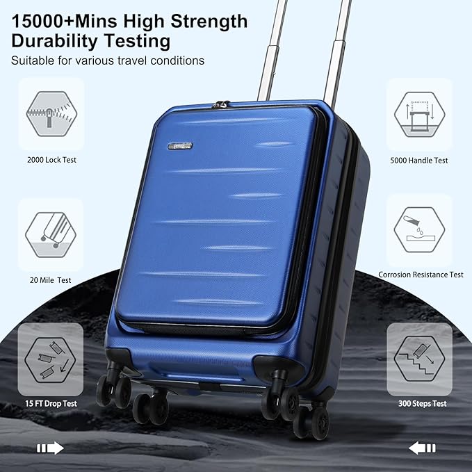 Carry On Luggage 22×14×9 Airline Approved, 20 Inch Lightweight ABS+PC Hard - Image 7