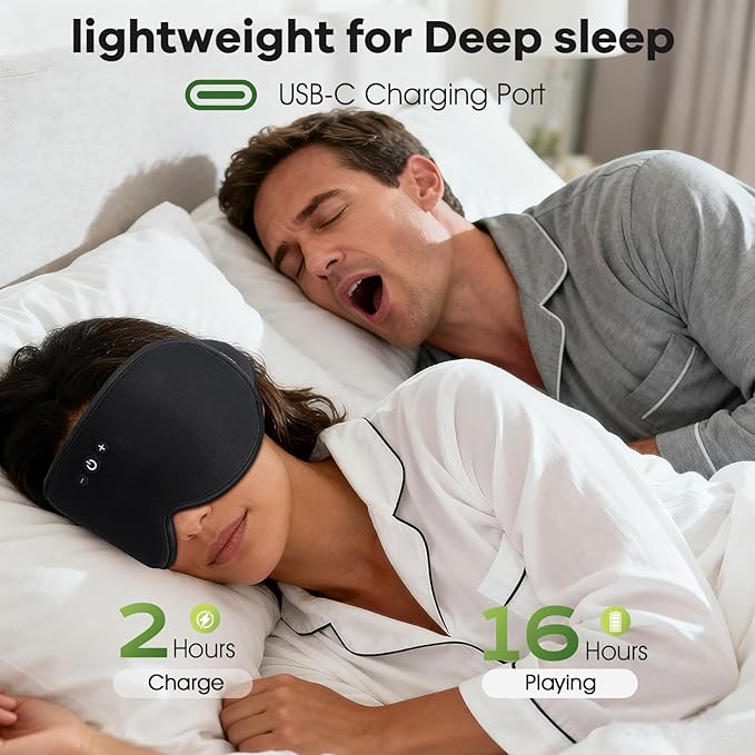 3D Sleep Headphones with Bluetooth 5.4 Sleep Mask, Bamboo Cotton Music Wireless - Image 8