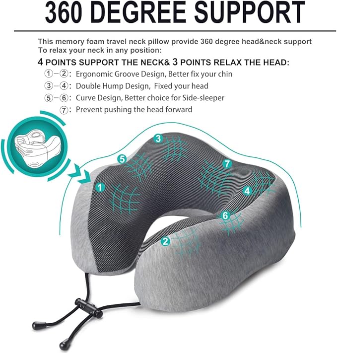 napfun Neck Pillow for Traveling, Travel Neck Pillow for Airplane 100% Pure - Image 2