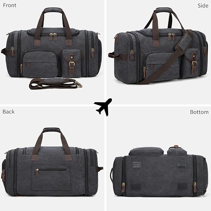 Mens Duffle Bag for Travel 3Pcs Set Travel Bags for Men 60L Expandable Canvas - Image 7