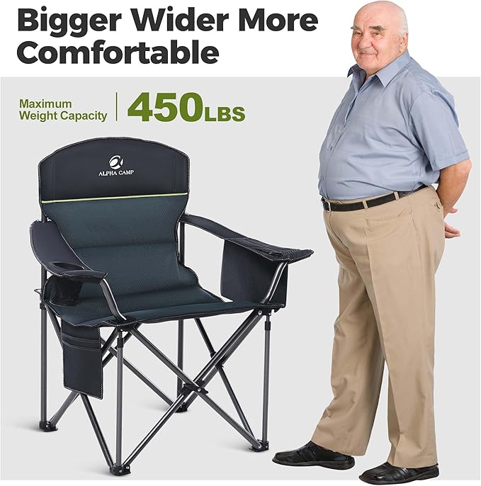 ALPHA CAMP Oversized Camping Chair Heavy Duty Lawn Chair - Image 3