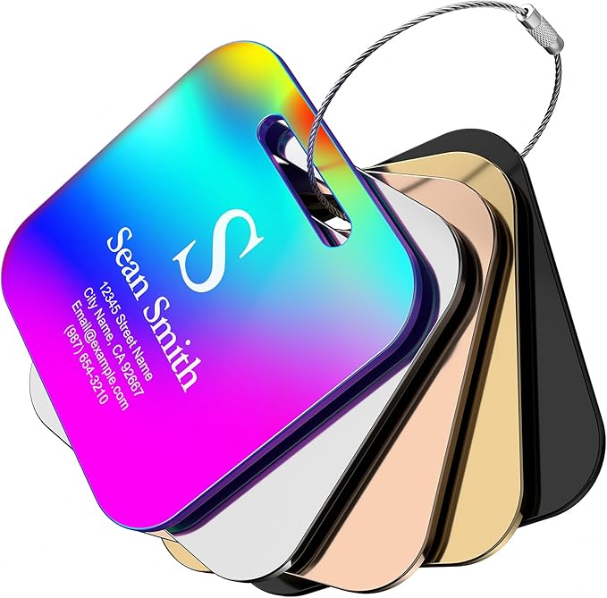 Personalized Engraved Gold Metal Luggage Tags - Image 2