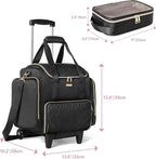 Rolling Makeup Case with 4 Removable Bags, Professional Makeup Train Case with Wheels, Makeup Artist Travel Bag with Brushes Storage Section, Black (Patent Design)