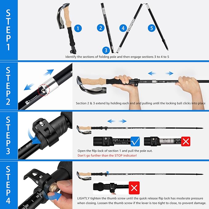 Overmont 7075 Aluminum Trekking Poles - Image 6