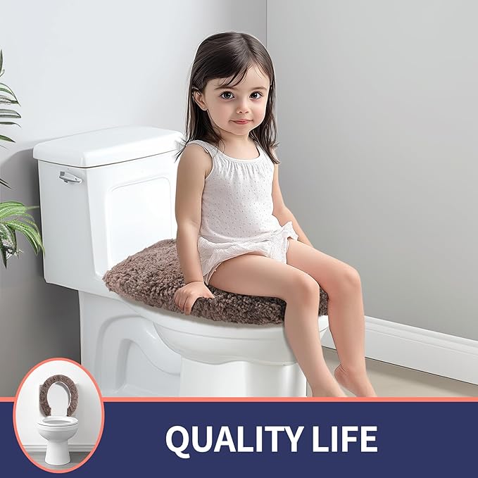 Microfiber Elongated Toilet Seat Cover 19.5"x 15" Machine Washable Solid Toilet - Image 5