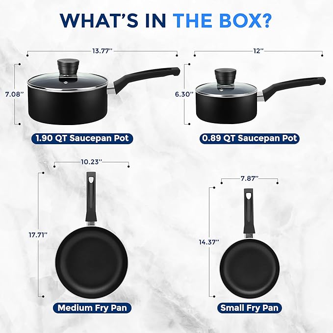 SereneLife 6-Piece Pots and Pans Set – Nonstick Cookware, Heat-Resistant - Image 3