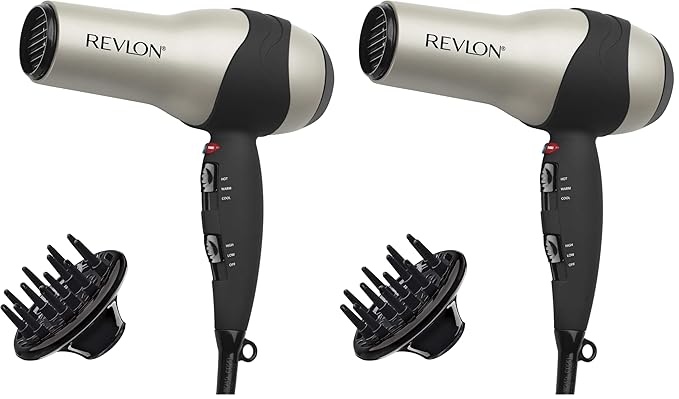 REVLON Turbo Hair Dryer | 1875 Watts of Maximum Shine,Fast Dry (Silver),(Pack of 2)