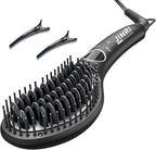 JINRI Hair Straightening Brush, 275°F-450°F 8-Stage Adjustable Temperature, Ergonomic Handle, 360° Swivel Cord, Anti-Scald Design, Includes Hair Clips, 120V 66W, Black