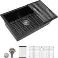 Dcolora 31 Inch Quartz Composite Black Kitchen Sink Undermount Sink Deep Single by Dcolora