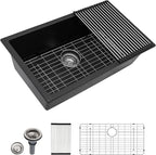 Dcolora 33 Inch Granite Composite Kitchen Sink, Round Corner by Dcolora