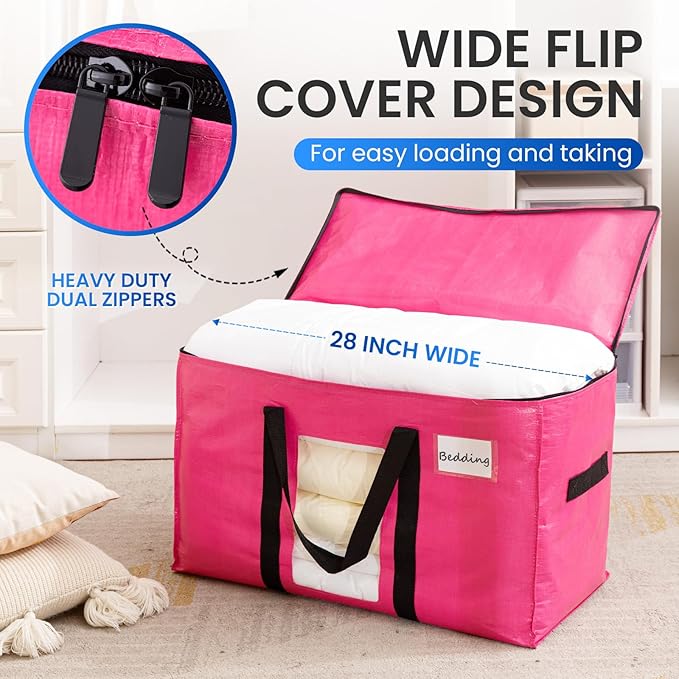TAILI 2 Pack Pink Extra Large Moving Bags, Heavy Duty Totes - Image 3