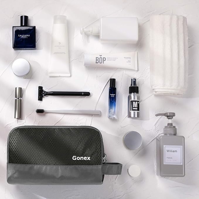 Gonex Travel Toiletry Bag Nylon, Dopp Kit Shaving Bag Toiletry Organizer Gray - Image 6
