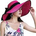 DRESHOW Beach Hats for Women Big Straw Wide Brim Summer Hat Floppy Foldable by DRESHOW