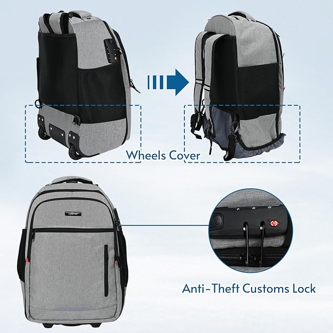 lychee Concealable Rolling Backpack-Adult Business Laptop Backpack - Image 3