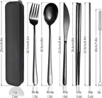 AARAINBOW 6 Pieces 18/8 Stainless Steel Flatware Set Portable Reusable Cutlery - Image 2