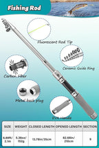 Fishing Pole Combo Set, Carbon Fiber Telescopic Fishing Rod Kit - Image 2