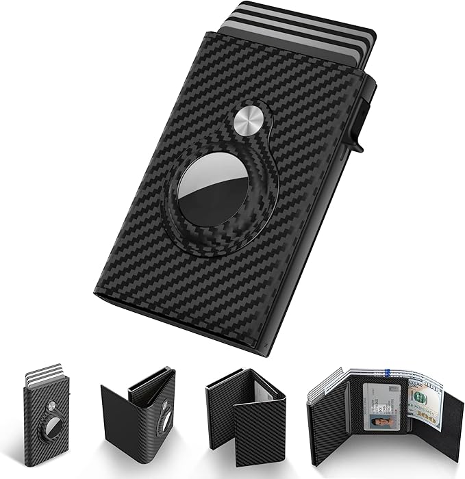 Mens Smart Wallet Card Holder for AirTag: Leather, Compatible by typecase