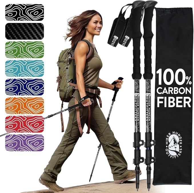 100% Carbon Fiber Trekking Poles by USA Brand by HikerHungerOutfitters