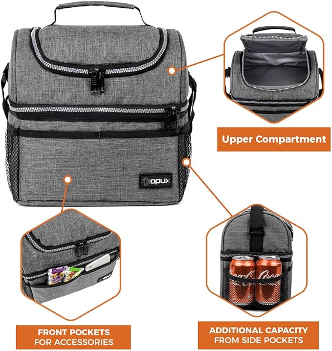 OPUX Lunch Box For Men Women, Insulated Large Lunch Bag Adult Work, Double - Image 6