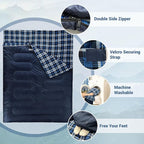 Double Sleeping Bag for Adults Machine Washable 2 Person Camping Sleeping Bag - Image 3