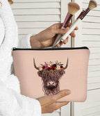 Cow Gifts for Cow Lovers, Cow Gift Western Small MakeUp Bag,Pink Cosmetic Bag,Gifts for Women Colleague Friend Teen Girls Coworkers,Birthday Christmas Makeup Bag Organizer Gifts for Women
