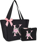 Vavabox Tote Bag, A-Z Initial Monogrammed Waterproof Tote Bag, Bridesmaid Gifts by Vavabox