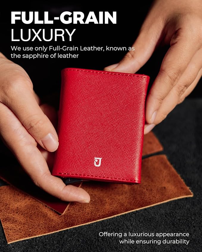 Jenoss Smart Wallet For Men & Women: Full Grain Leather, Handcrafted, Slide - Image 2