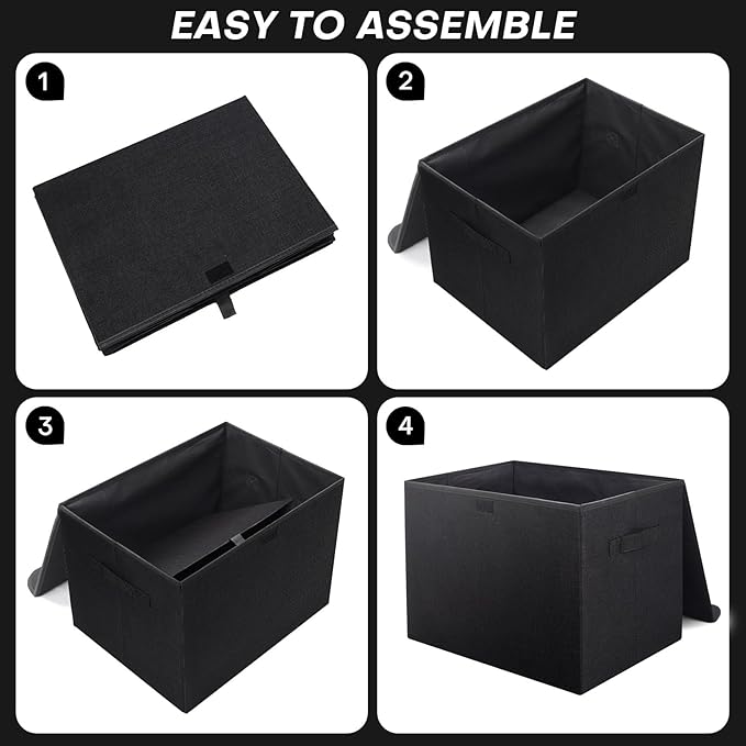 Large 17" 42 Quarts Collapsible Stackable Storage Bins - Image 3