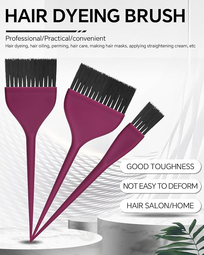 3 Pack Hair Color Brush Set - Professional Hair Dye Brush for Stylist, for Highlighting, Tint and Coloring Sections - Women Men Salon Use Home DIY Dyeing