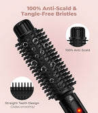 Farery 1.5 Inch Thermal Brush, Curling Iron for Smooth Bouncy Curls – Anti-Scald Hard Bristles, Lightweight, One-Button Start, Dual Voltage Travel Hair Tool with 360° Swivel Cord, 410°F Fast Heat