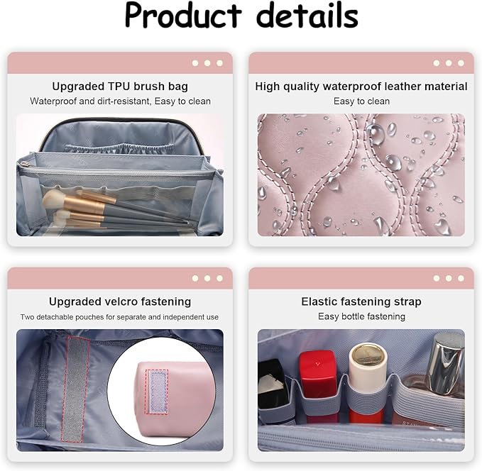 Travel Makeup Bags for Women Cosmetic Bag: Puffy Make up Bags Set of 3 - Image 4