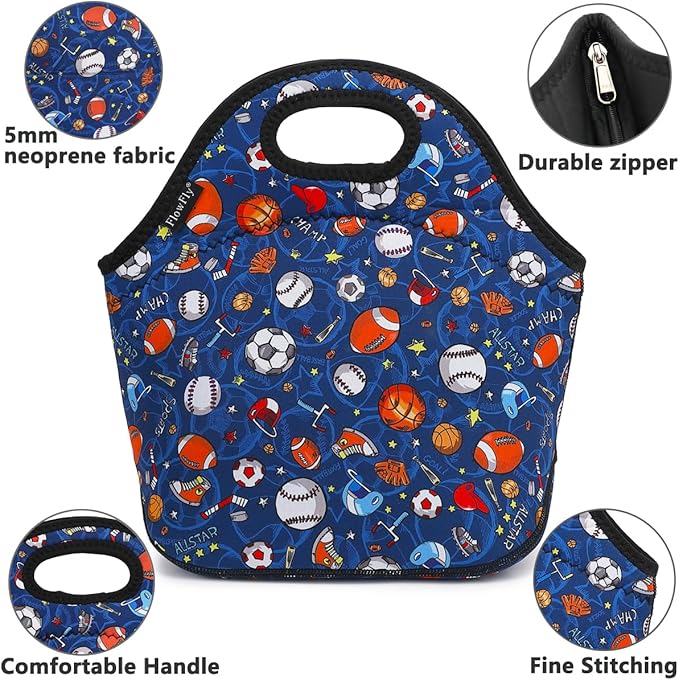 FlowFly Neoprene Kids Lunch box Insulated Soft Bag Mini Cooler Thermal Meal - Image 2