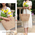 Straw Beach Bags for Women Woven Beach Tote Bag Casual Boho Large Shoulder - Image 7