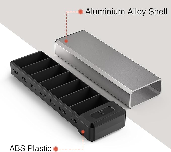 HEIYING Pill Organizer with Aluminum Shell - Image 2