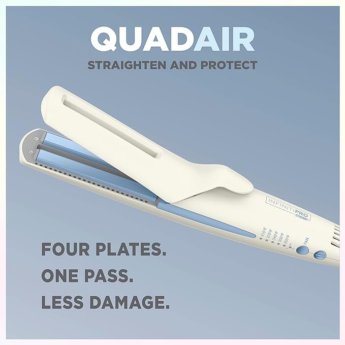 INFINITIPRO BY CONAIR QuadAir Flat Iron Hair Straightener, Damage Control with Single Pass Straightening, Quad Power is Four 1/2" Plates for Faster Styling and Less Damage