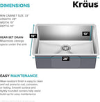 KRAUS Standart PRO 28-inch 16 Gauge Undermount Single Bowl Stainless Steel - Image 6