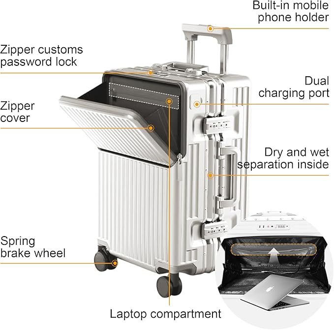 2-Piece Hardshell Zipperless Luggage Set, 20/26" Aluminum Frame Hardshell - Image 3