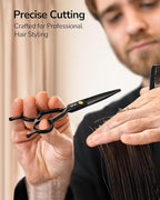 ULG Professional Hair Cutting Scissors 6.5 Inch – Sharp Barber Shears, Stainless Steel Symmetrical Salon Haircut Scissors for Women, Men, Kids, Gloss Paint Finish, Black