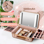 Mocado Travel Makeup Case with Lighted Mirror, Makeup Box with 8 Makeup Brushes - Image 2