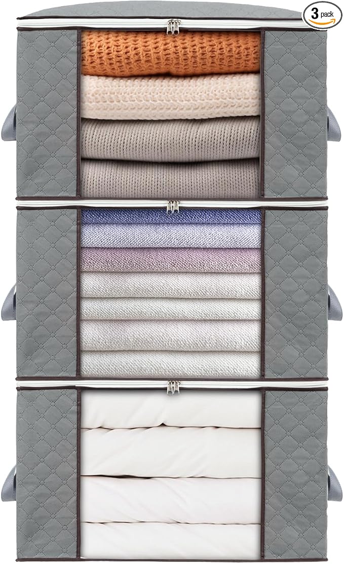 combocube 3 Pack Closet Organizers and Storage Containers, Clothes Storage Bins by combocube