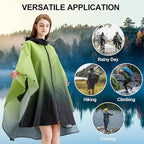 Rain Poncho Jacket Coat Hooded Zipper Style - Image 6