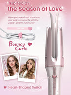 SHEGLAM Pink Curling Iron Automatic Gift for Woman (Pink, 0.75 inch) Cupid's Charm One-Touch Instant Curler