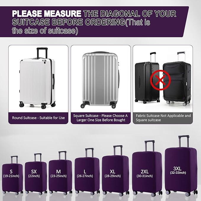 Travel Luggage Cover Protector Scratch-Resistant Fit 19-33 Inch Suitcase - Image 5