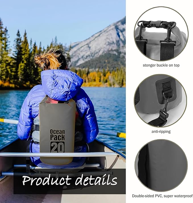 Dry Bag Waterproof Backpack 5L/10L/20L/30L Roll Top Waterproof Bag, Floating - Image 4