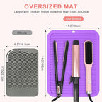 Oversize Silicone Heat Resistant Mat, Professional Hot Hair Tools Mat for Curling Iron, Flat Iron, Hair Straightener, Portable Hot Pad Cover with Velcro for Travel Home Salon(14.2" x 11.0")