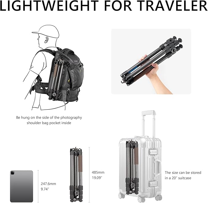 Portable Travel Tripod, Carbon Fiber Camera Tripod - Image 4