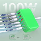 USB C Charger Block, 100W GaN 6 Port PD USB C QC USB A Wall Charger Adapter - Image 7